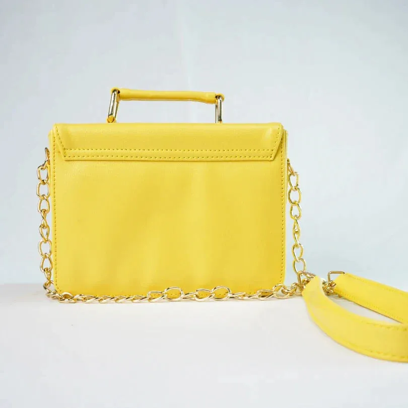Customized Women's Leather bag (Buttoned) - Yellow