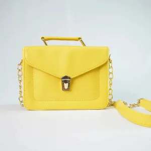 Customized Women's Leather bag (Buttoned) - Yellow