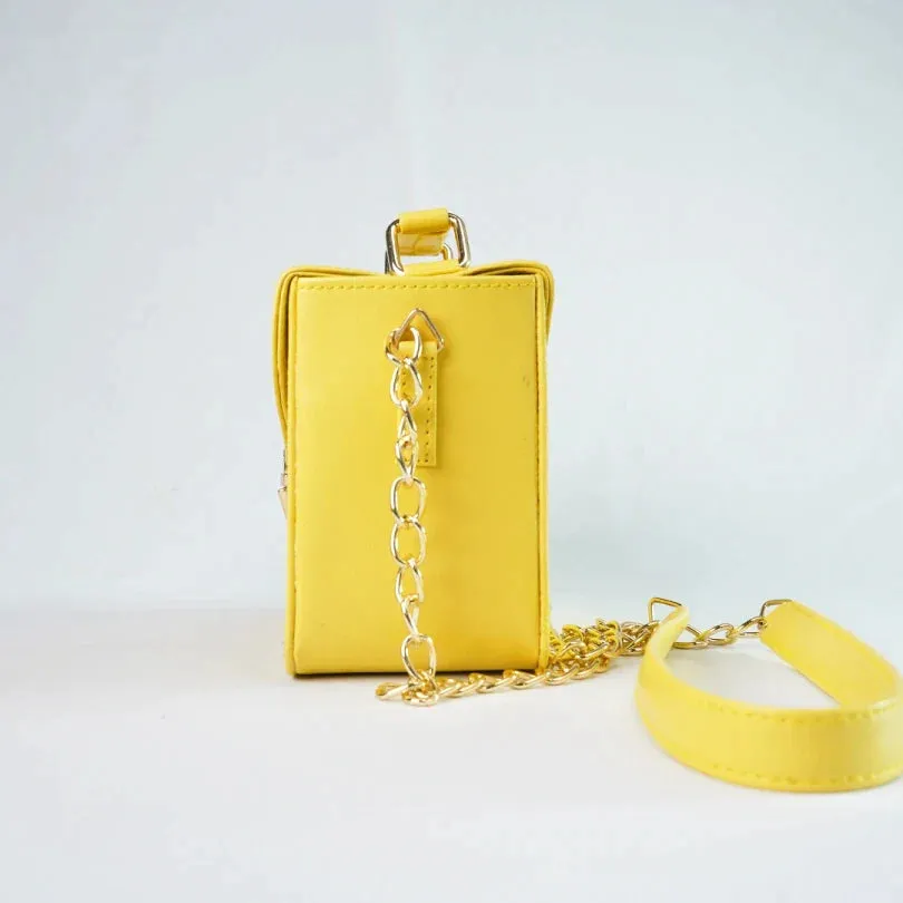 Customized Women's Leather bag (Buttoned) - Yellow
