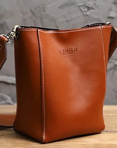 Cute Green LEATHER WOMEN Bucket SHOULDER BAG Barrel Crossbody Purses FOR WOMEN