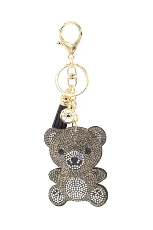 CUTE TEDDY BEAR RHINESTONE TASSEL KEYCHAIN