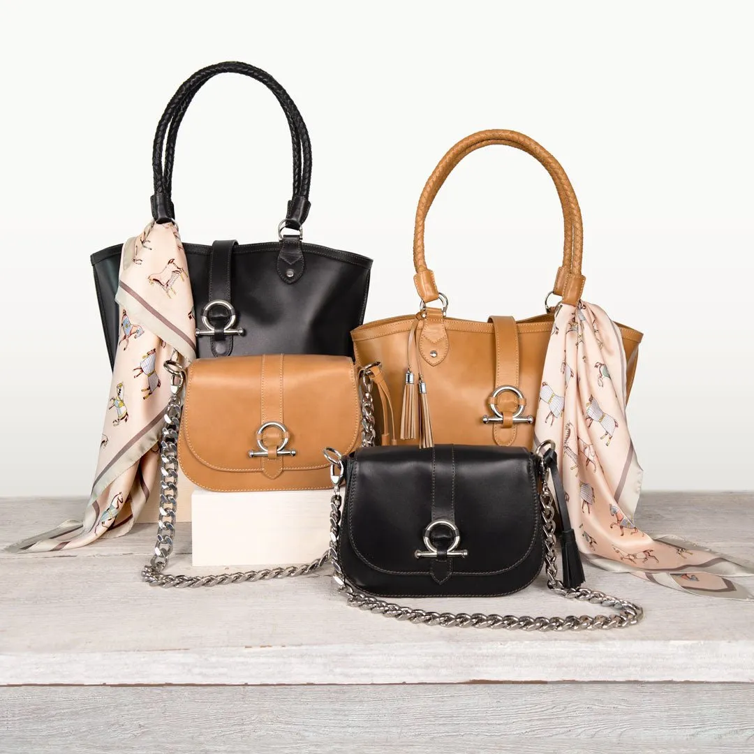 Del Rey - Equestrian Horse Bit Tote Bag in Caramel Italian Leather