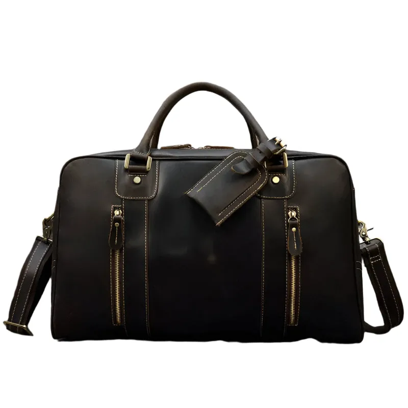 Designer Genuine Leather Travel Bag Cowhide Weekend Duffle Bag