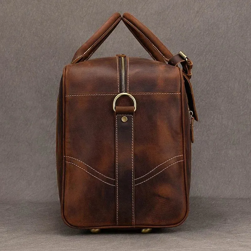 Designer Genuine Leather Travel Bag Cowhide Weekend Duffle Bag