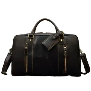 Designer Genuine Leather Travel Bag Cowhide Weekend Duffle Bag