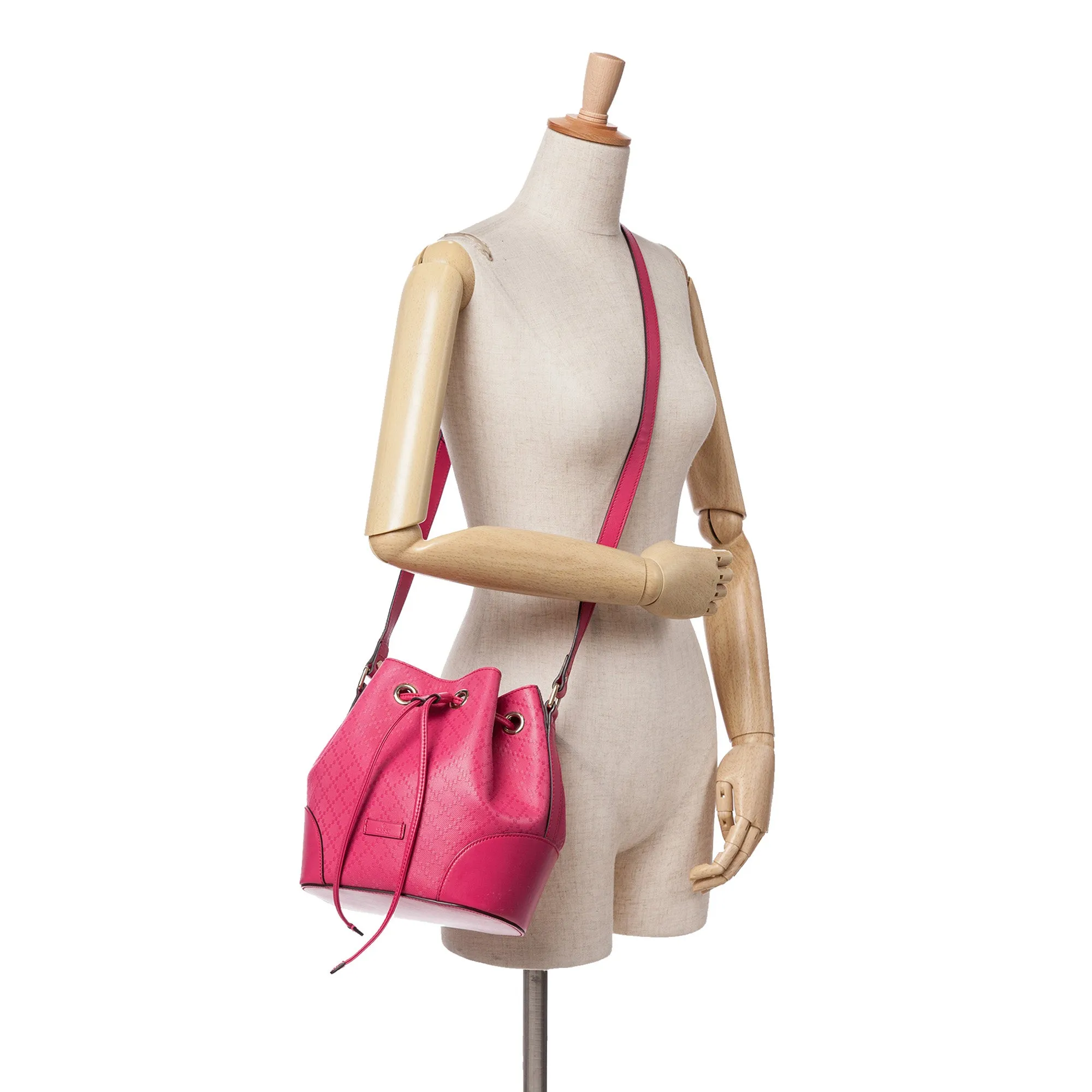 Diamante Leather Bright Bucket Bag