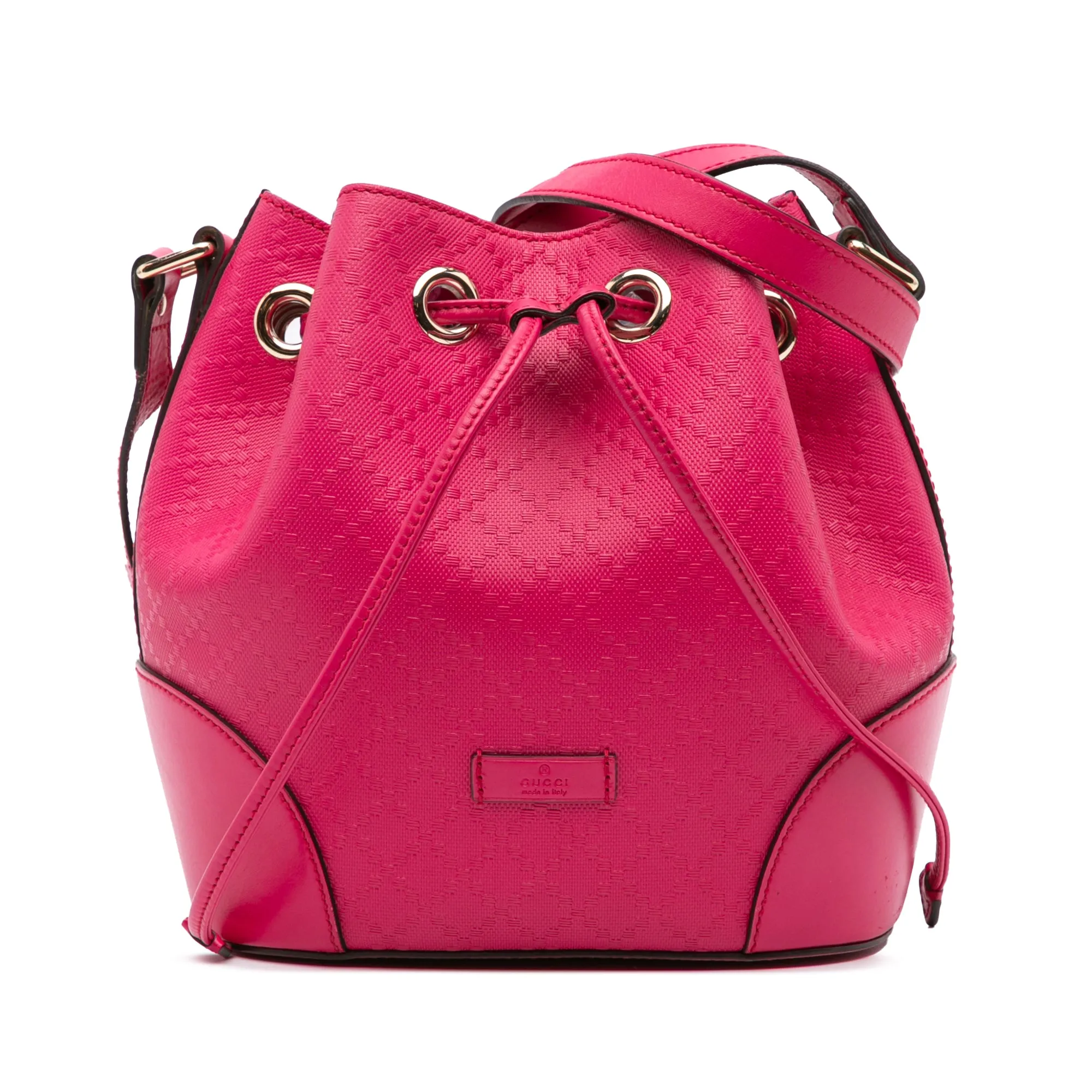 Diamante Leather Bright Bucket Bag