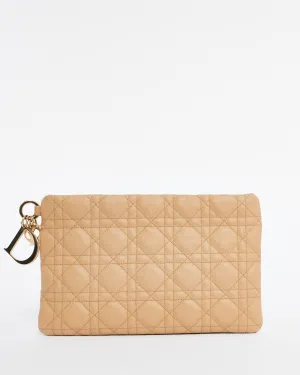 Dior Beige Quilted Coated Canvas Panarea Clutch Bag