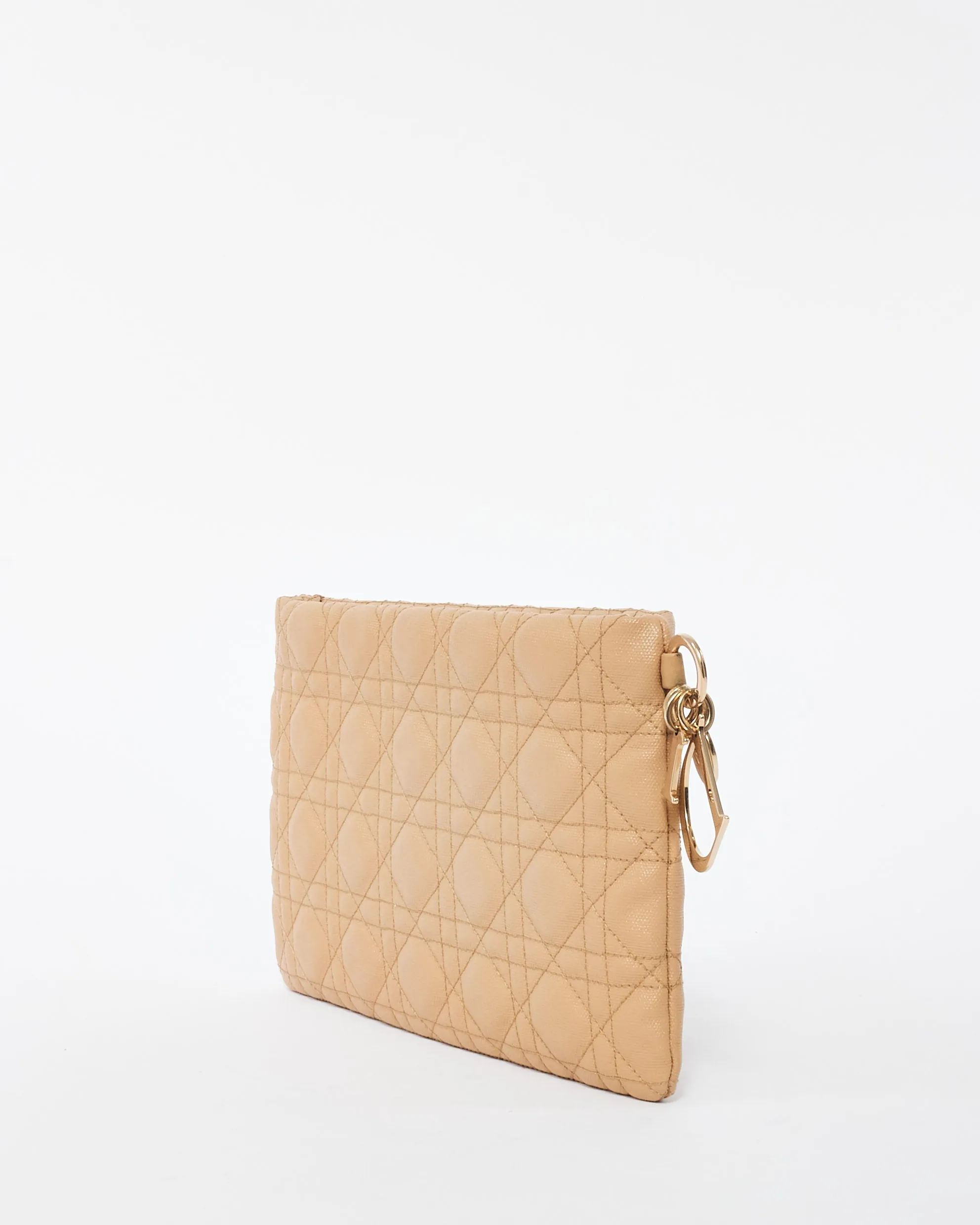 Dior Beige Quilted Coated Canvas Panarea Clutch Bag