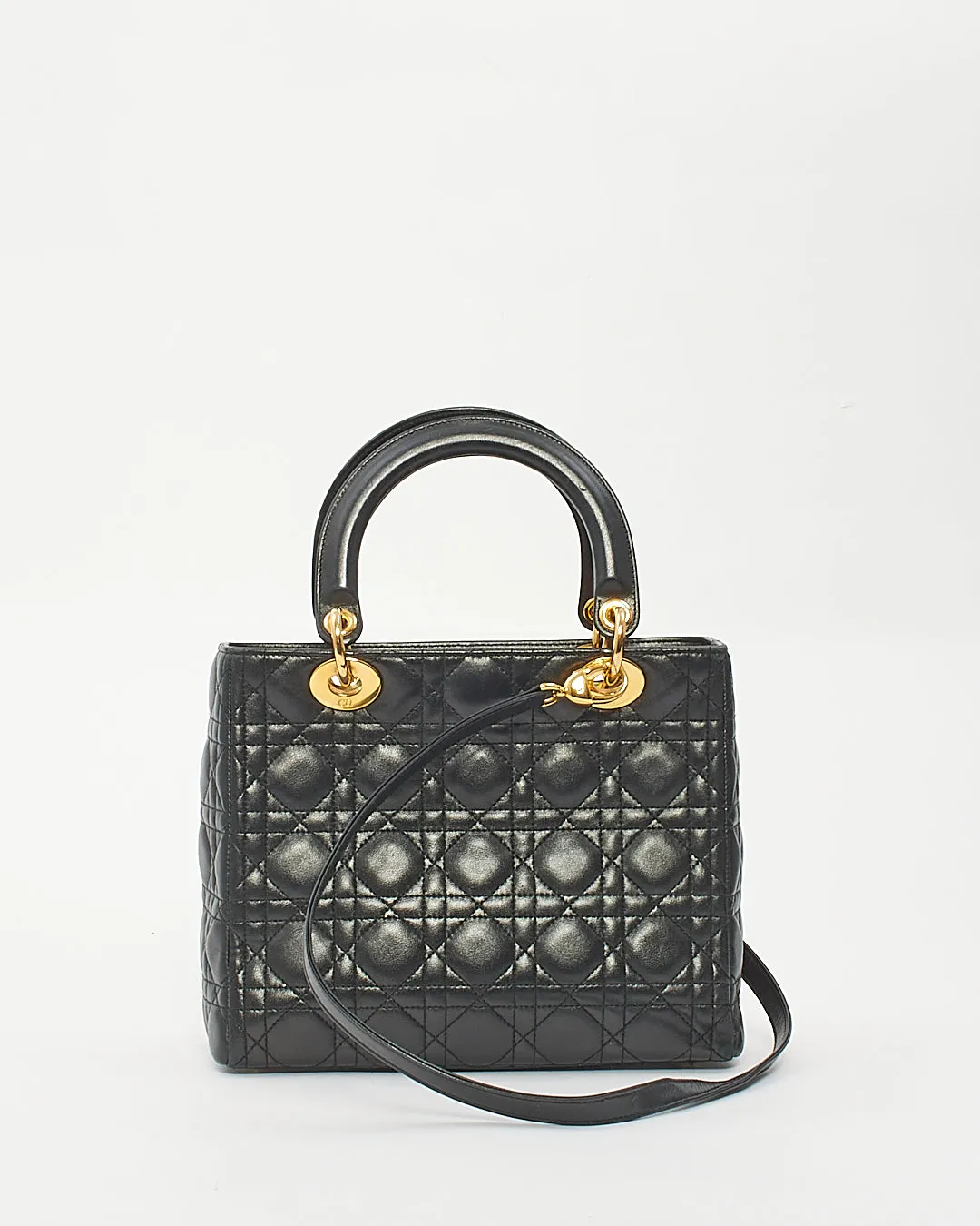 Dior Black Cannage Lambskin Leather Medium Lady Dior Bag GHW