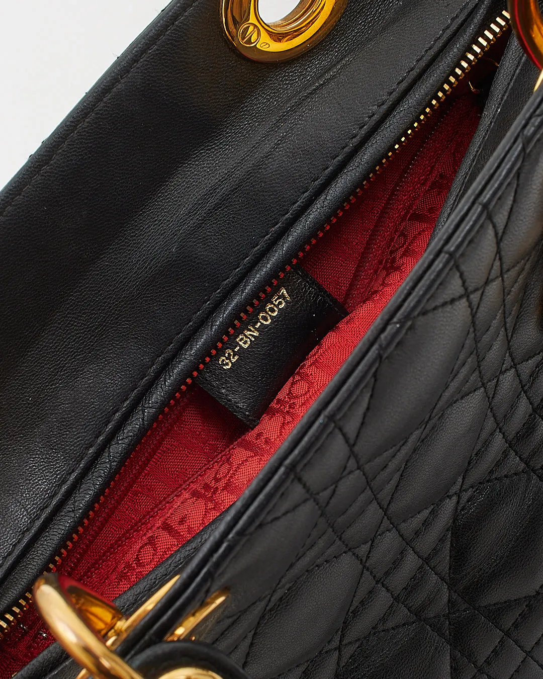 Dior Black Cannage Lambskin Leather Medium Lady Dior Bag GHW
