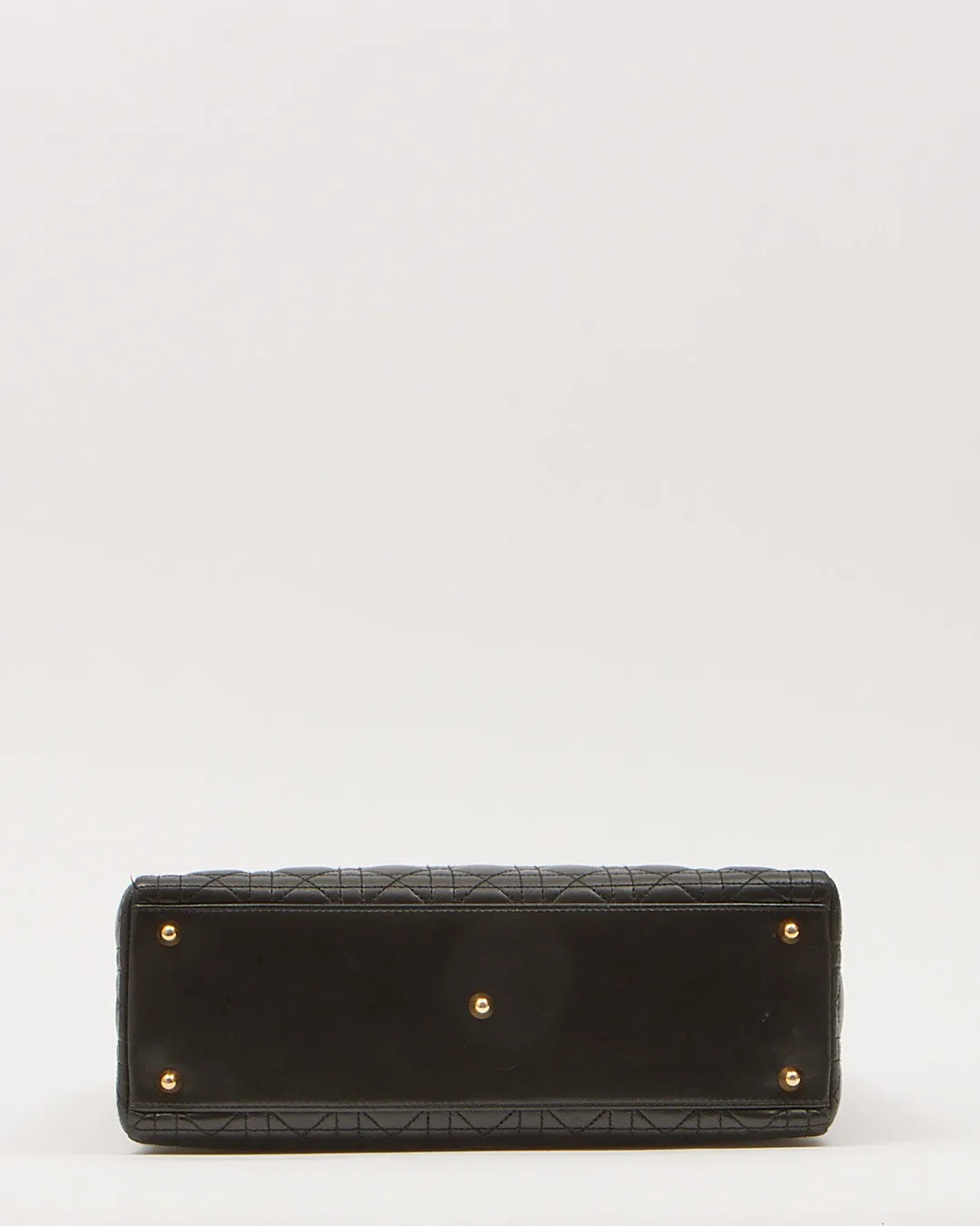 Dior Black Cannage Large Lady Dior Top Handle Bag