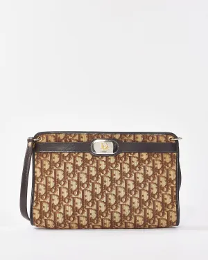 Dior Vintage Brown Oblique Canvas Shoulder Bag