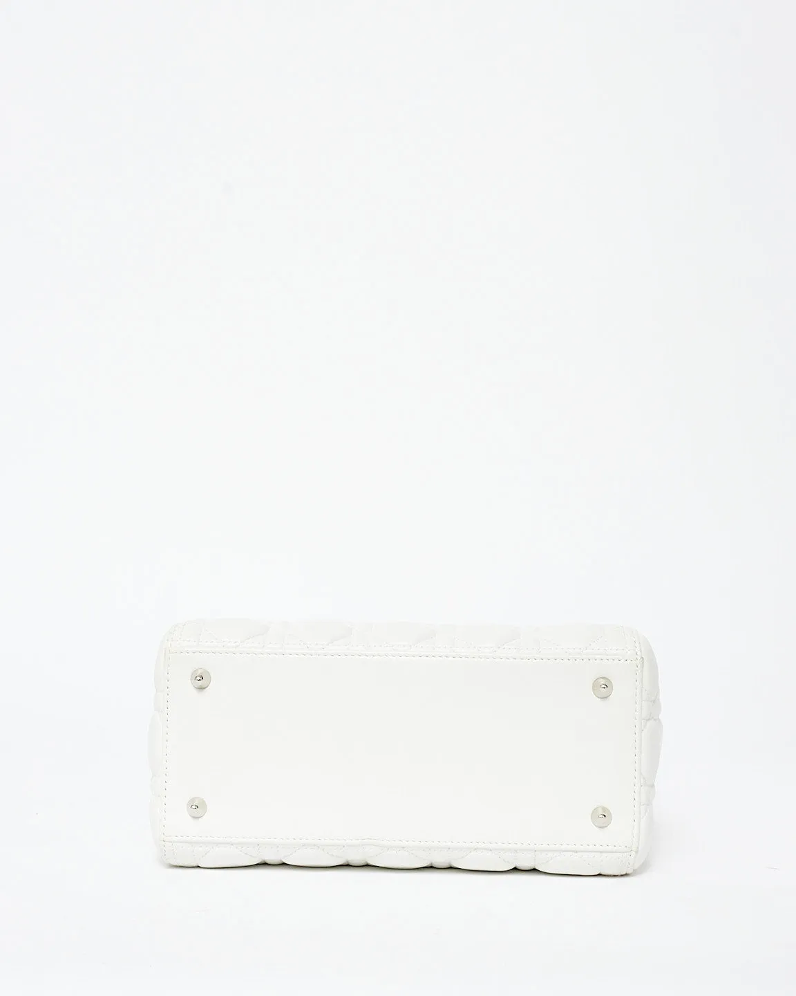 Dior White Cannage Lambskin Leather Medium Lady Dior