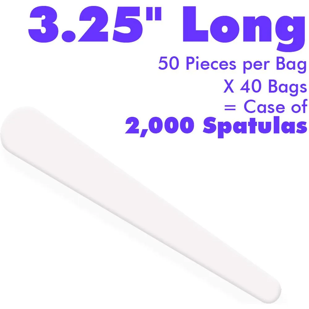 Dispsoable Tapered Spatula - White Plastic - 3.25" Long / 50 Pieces per Bag X 40 bags = Case of 2,000 Spatulas