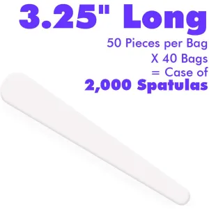 Dispsoable Tapered Spatula - White Plastic - 3.25" Long / 50 Pieces per Bag X 40 bags = Case of 2,000 Spatulas