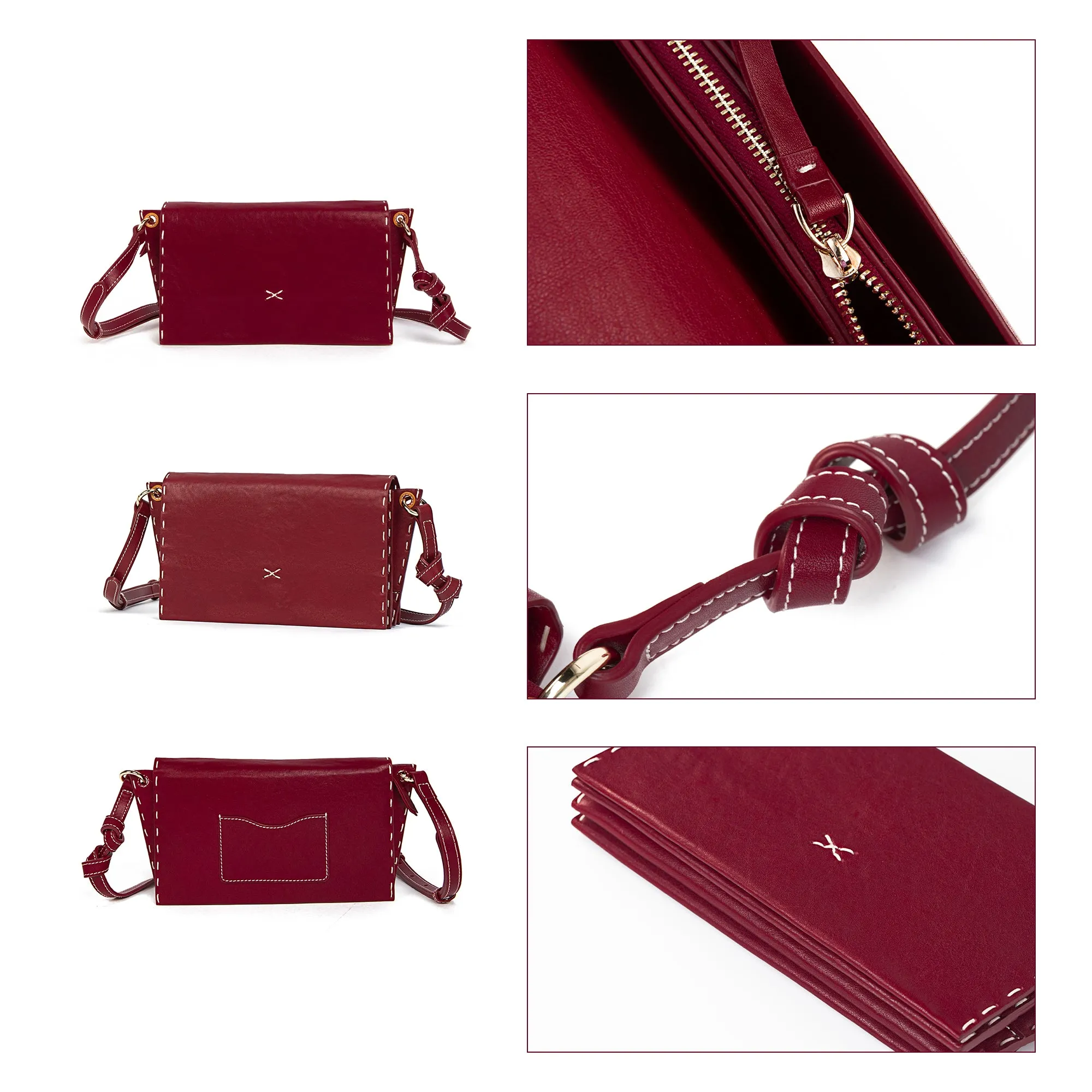 DIY Bag Kits - Original Design Niche Retro Red Crossbody One-shoulder Square Bag