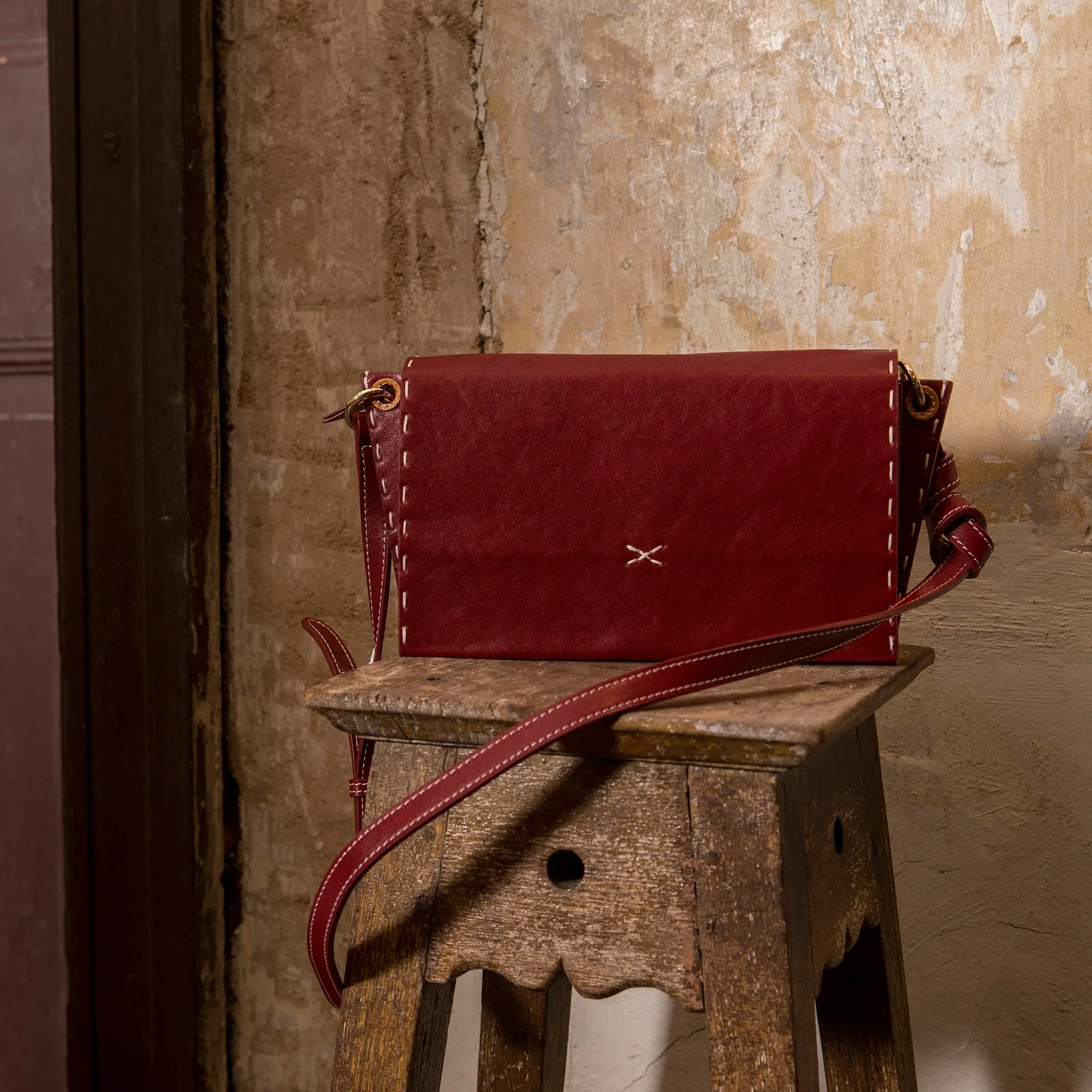 DIY Bag Kits - Original Design Niche Retro Red Crossbody One-shoulder Square Bag
