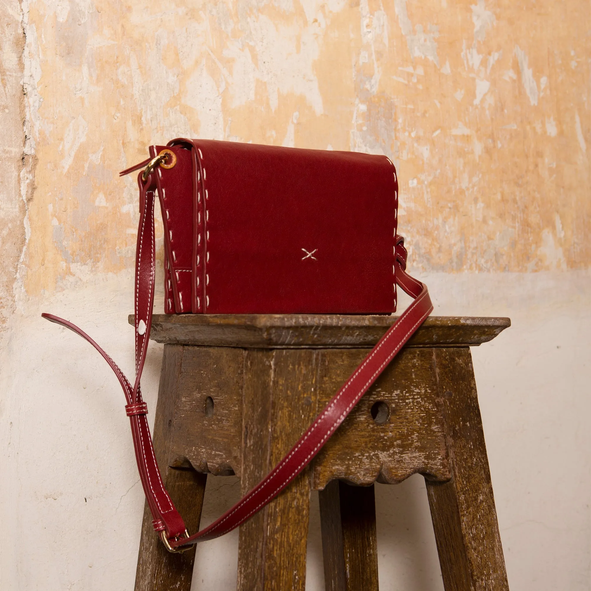 DIY Bag Kits - Original Design Niche Retro Red Crossbody One-shoulder Square Bag
