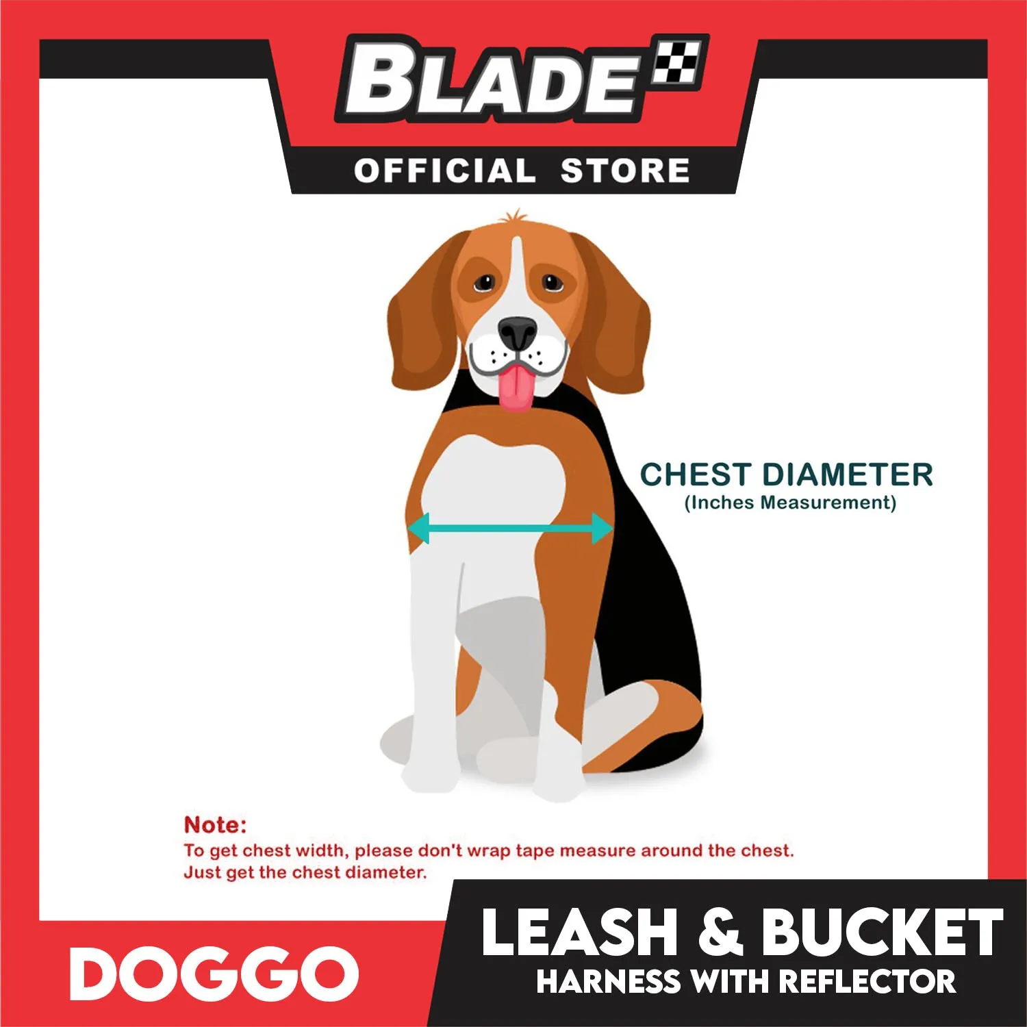 Doggo Leash and Bucket Harness with Reflector Large (Black) Perfect Set for Your Dog