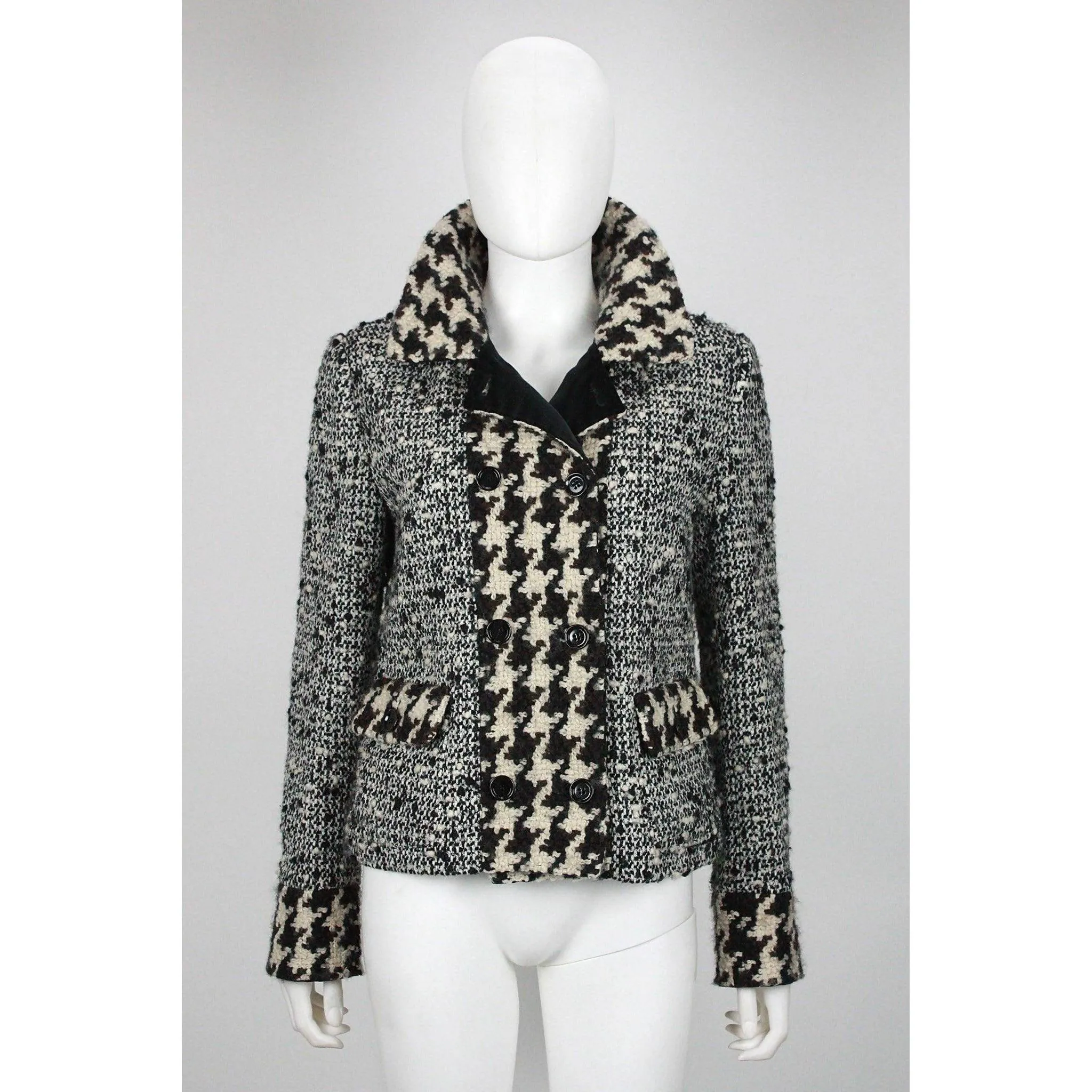 DOLCE & GABBANA Boucle Wool Double-Breasted Jacket | Size EU 44