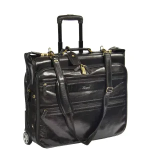 DR641 Real Leather Business Suit Carrier With Wheels Black