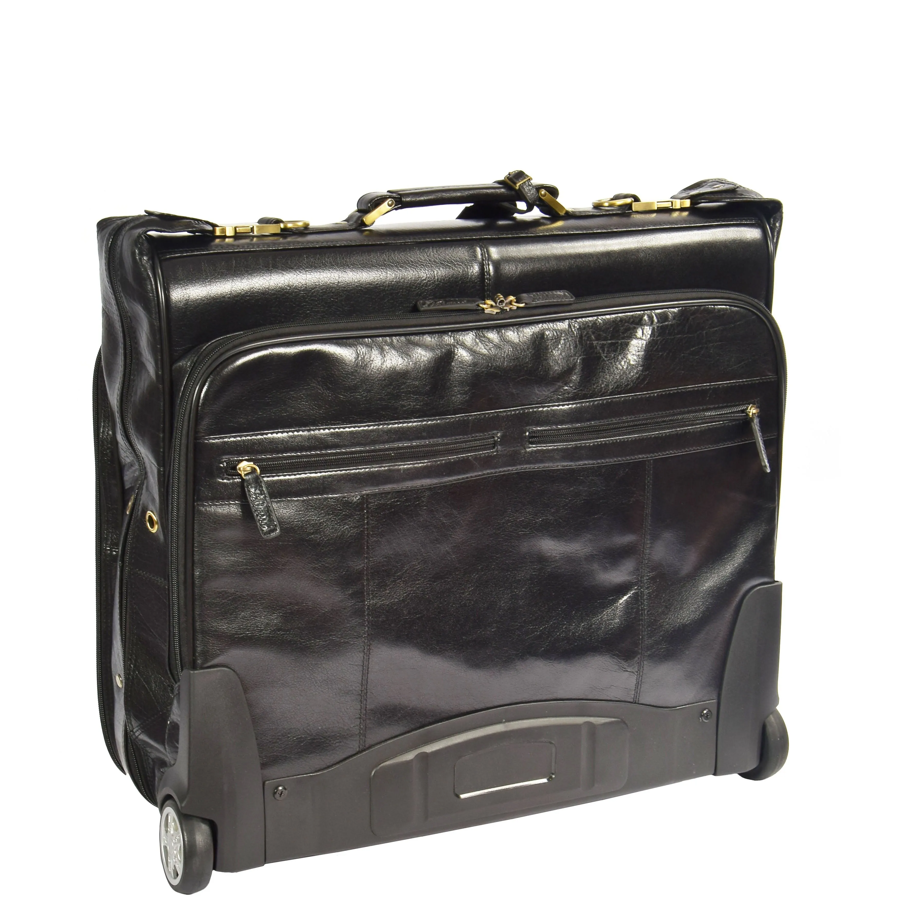 DR641 Real Leather Business Suit Carrier With Wheels Black