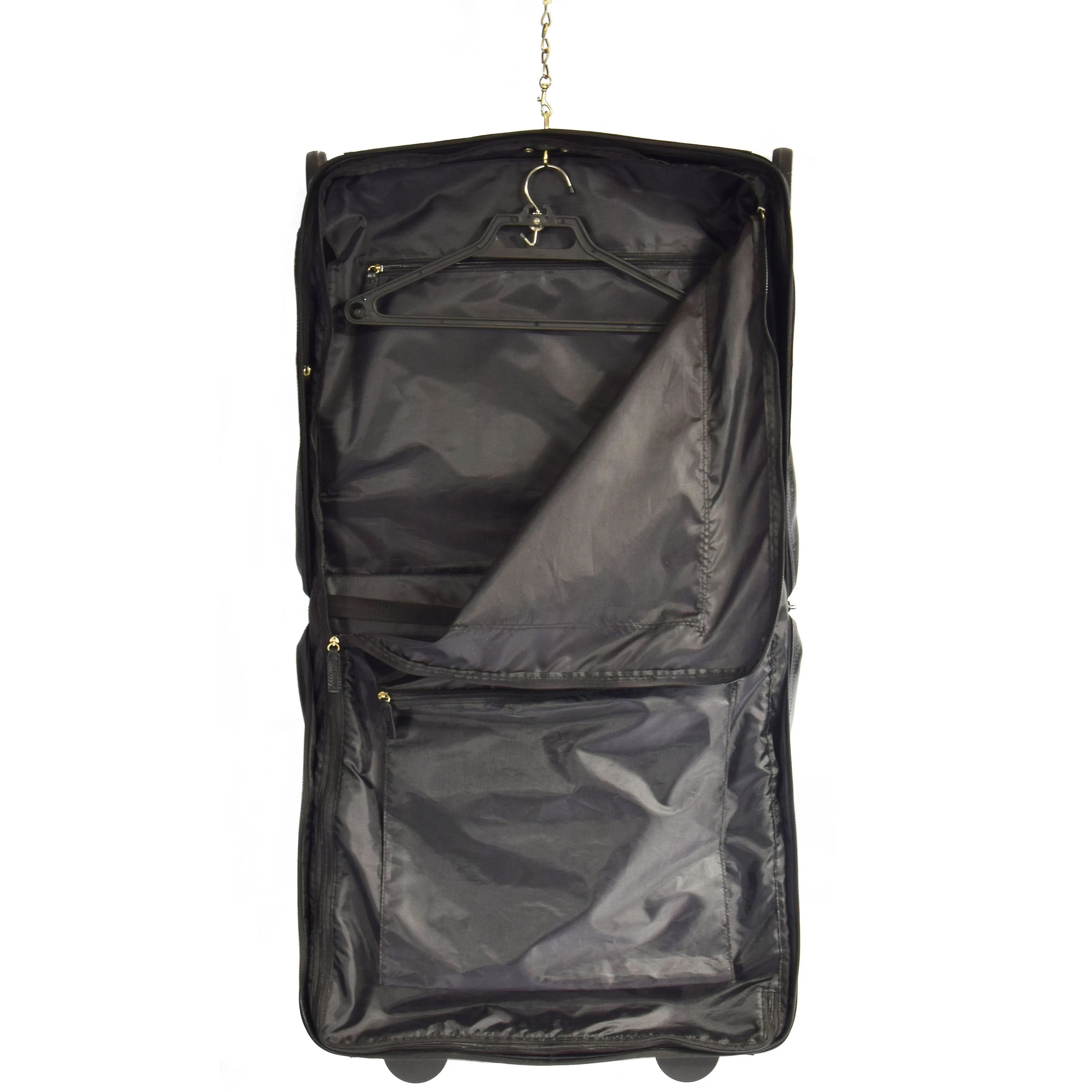 DR641 Real Leather Business Suit Carrier With Wheels Black