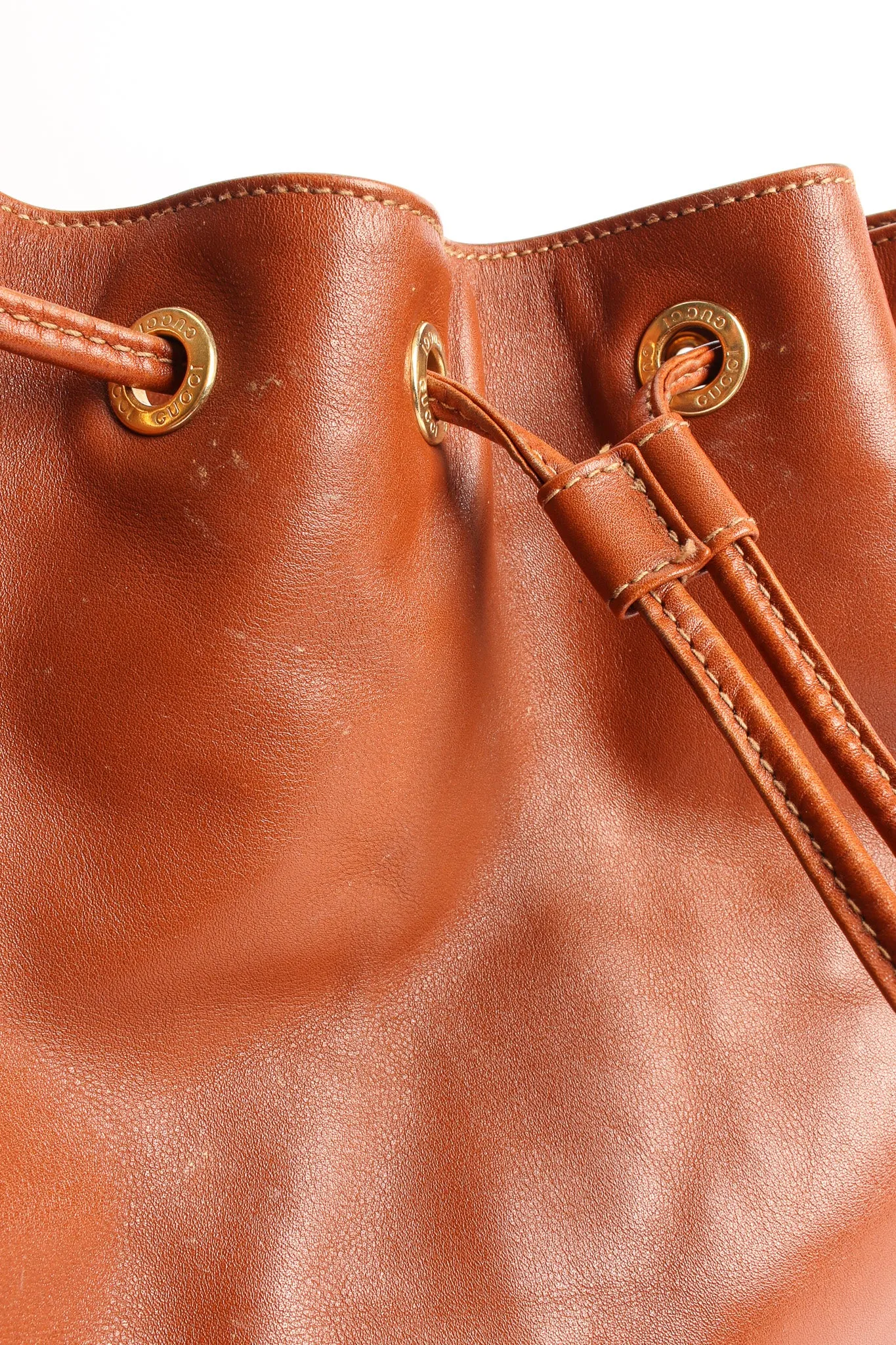 Drawstring Leather Bucket Bag