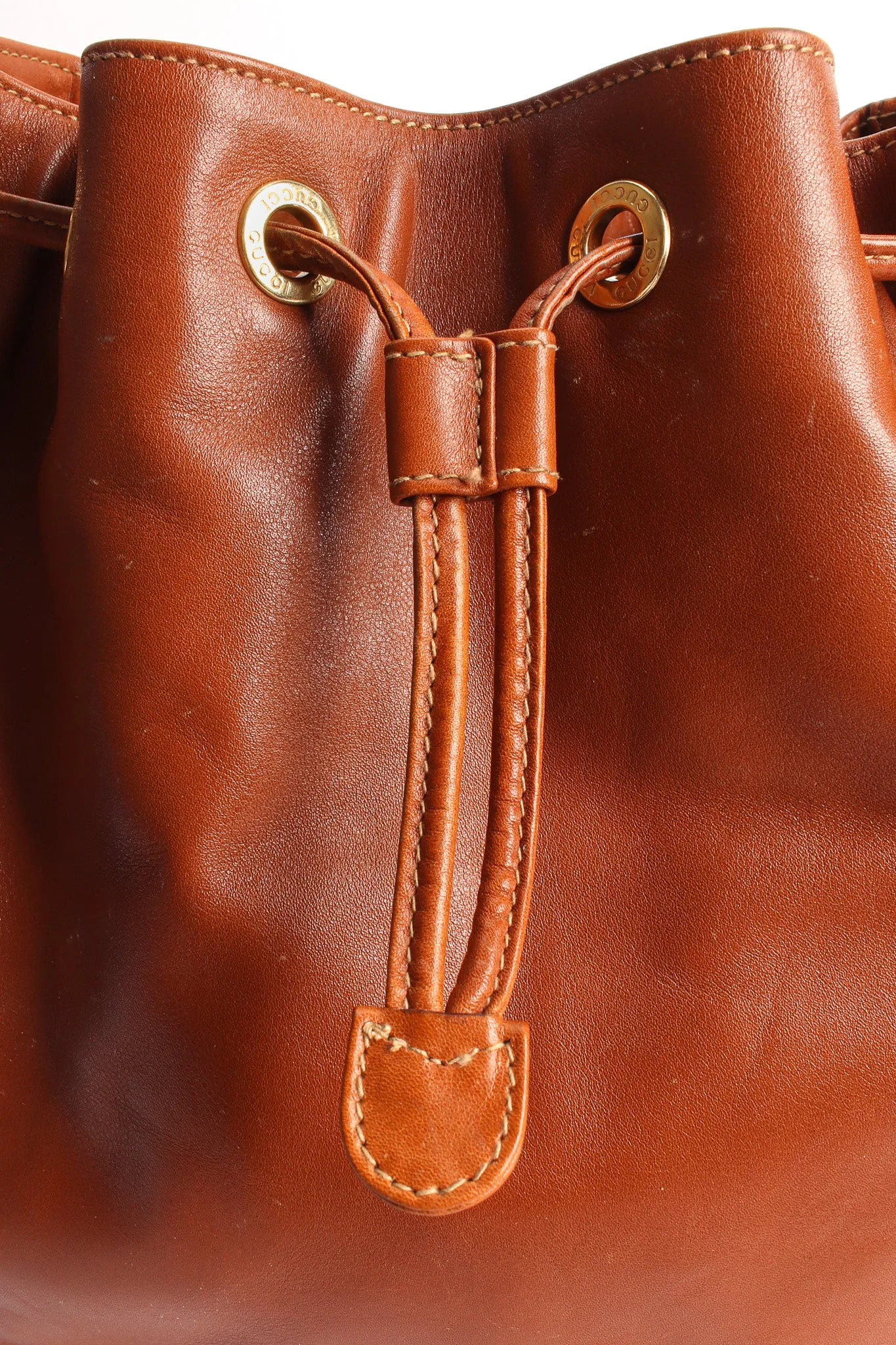 Drawstring Leather Bucket Bag
