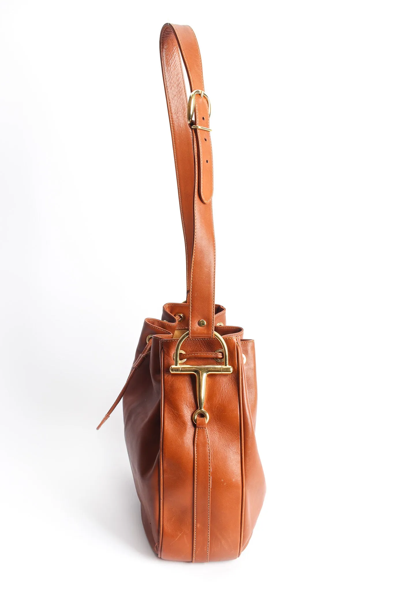 Drawstring Leather Bucket Bag