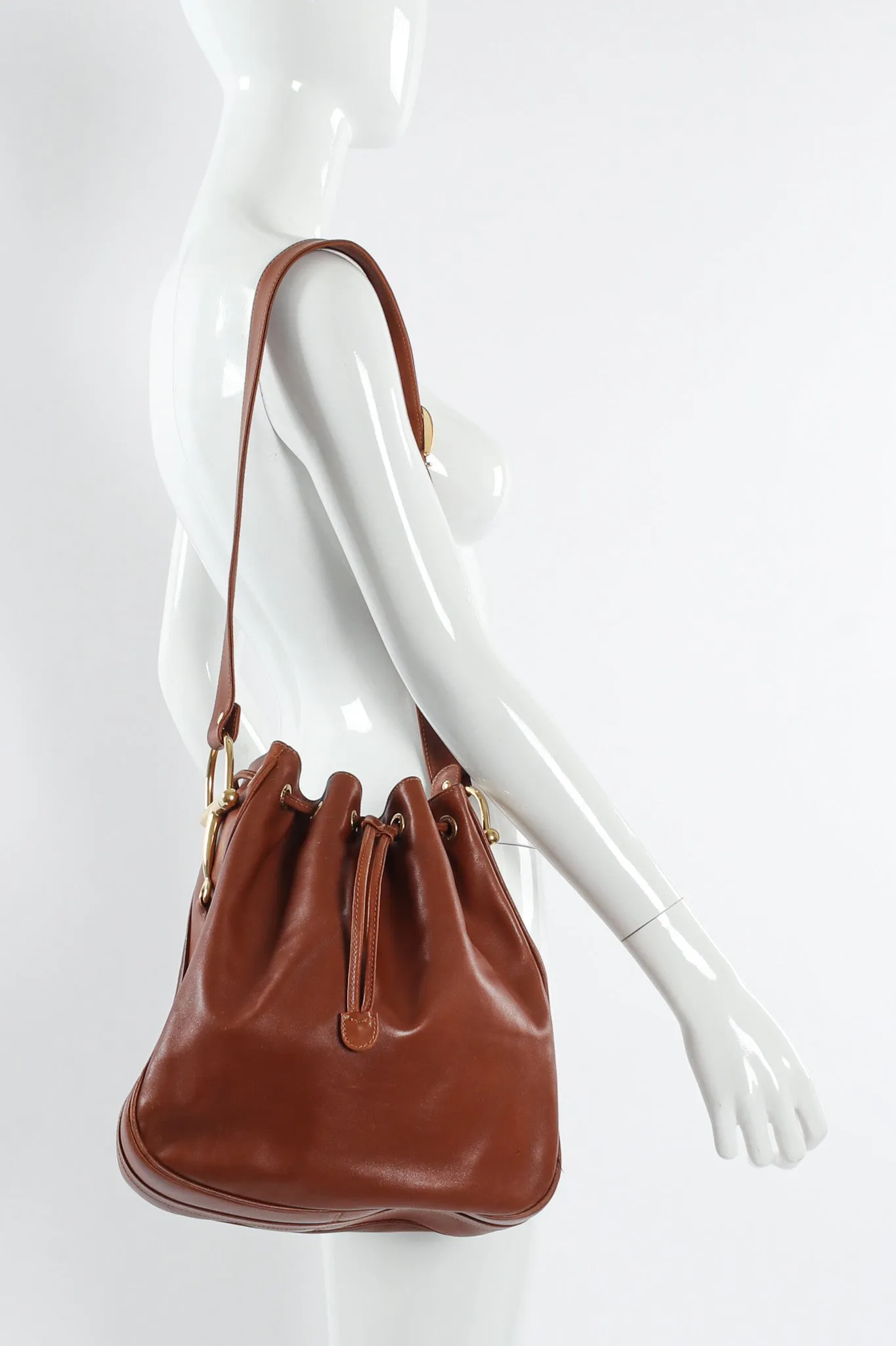 Drawstring Leather Bucket Bag