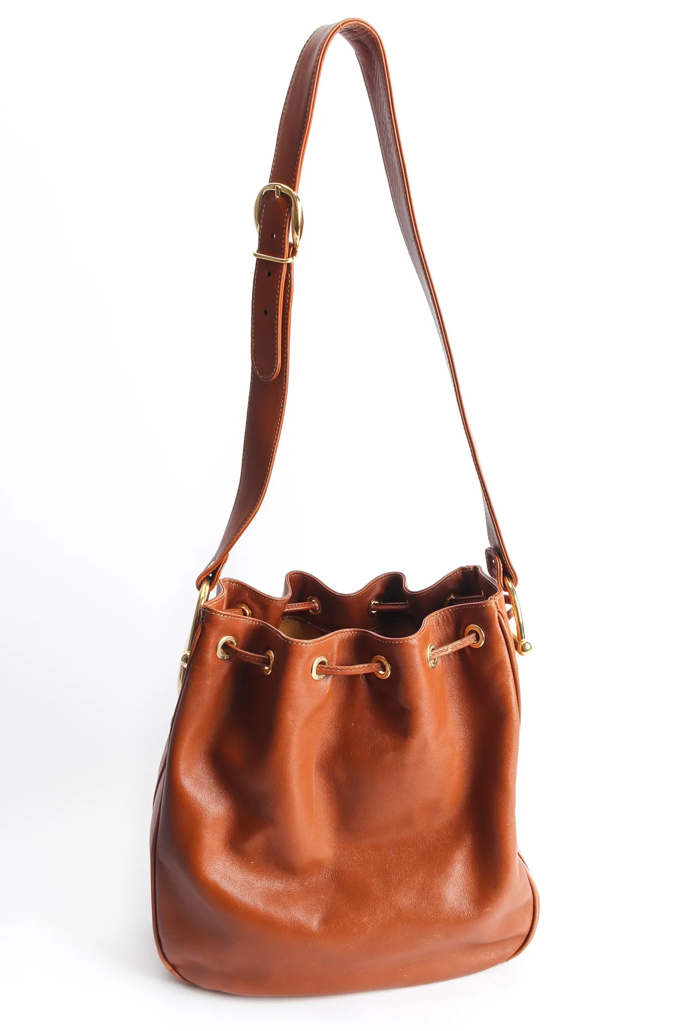 Drawstring Leather Bucket Bag