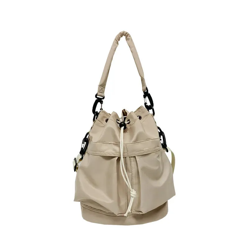 Drawstring Nylon Bucket Bag