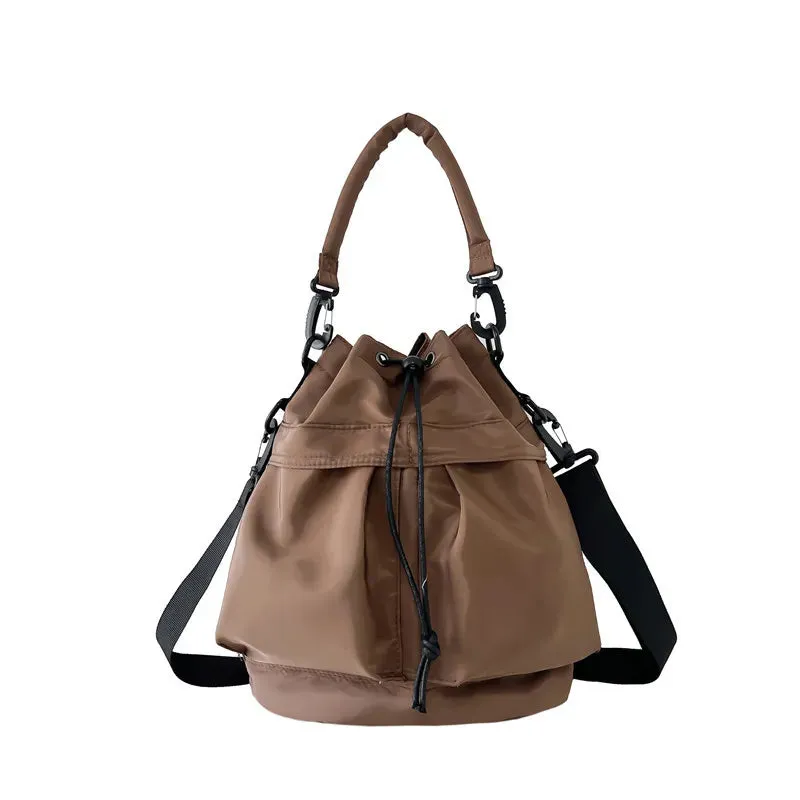 Drawstring Nylon Bucket Bag