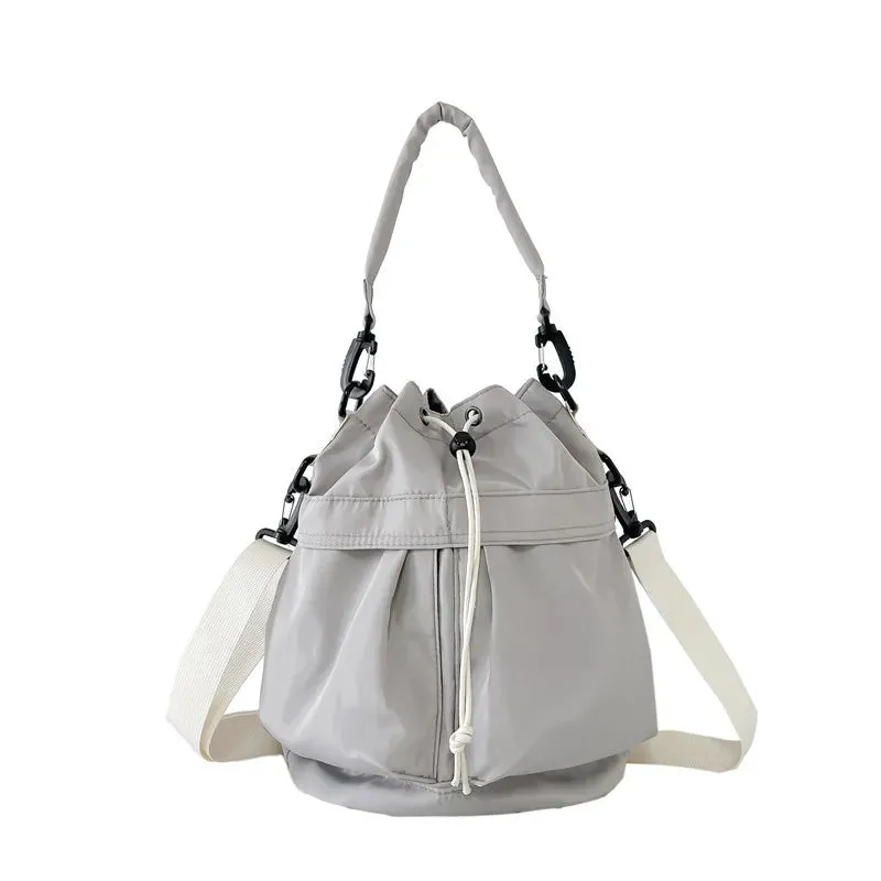 Drawstring Nylon Bucket Bag