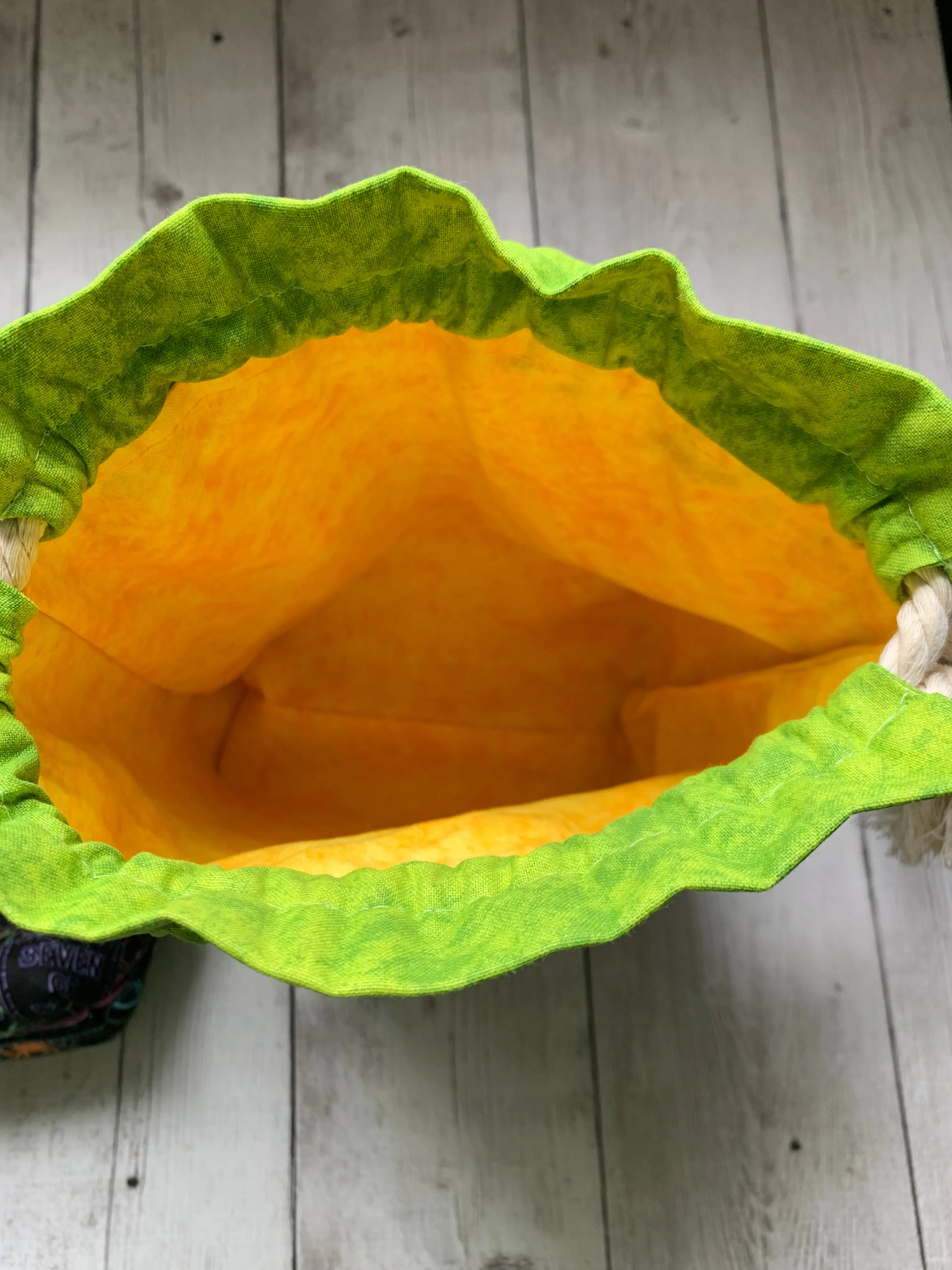 Drawstring Project Bag by Rose (MEDIUM) - Tarot Cards / Chartreuse / Yellow