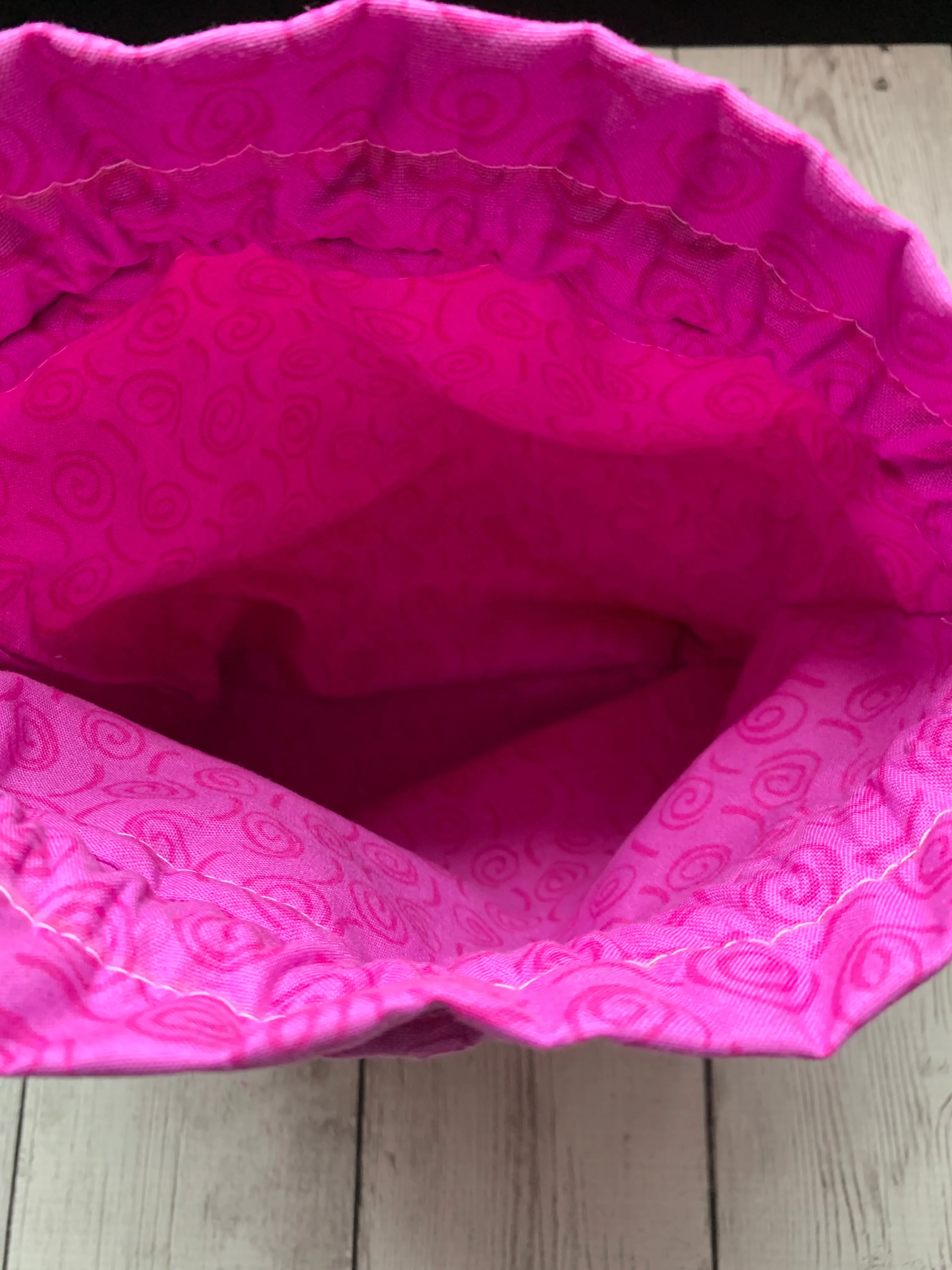 Drawstring Project Bag by Rose - PINK FLOWERS