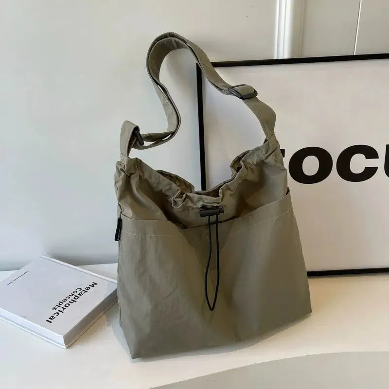 Drawstring Shoulder Tote Bag