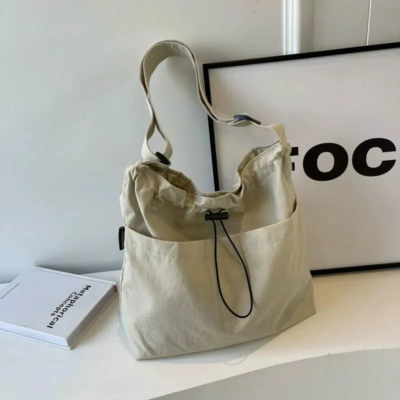 Drawstring Shoulder Tote Bag