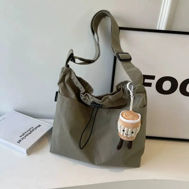 Drawstring Shoulder Tote Bag