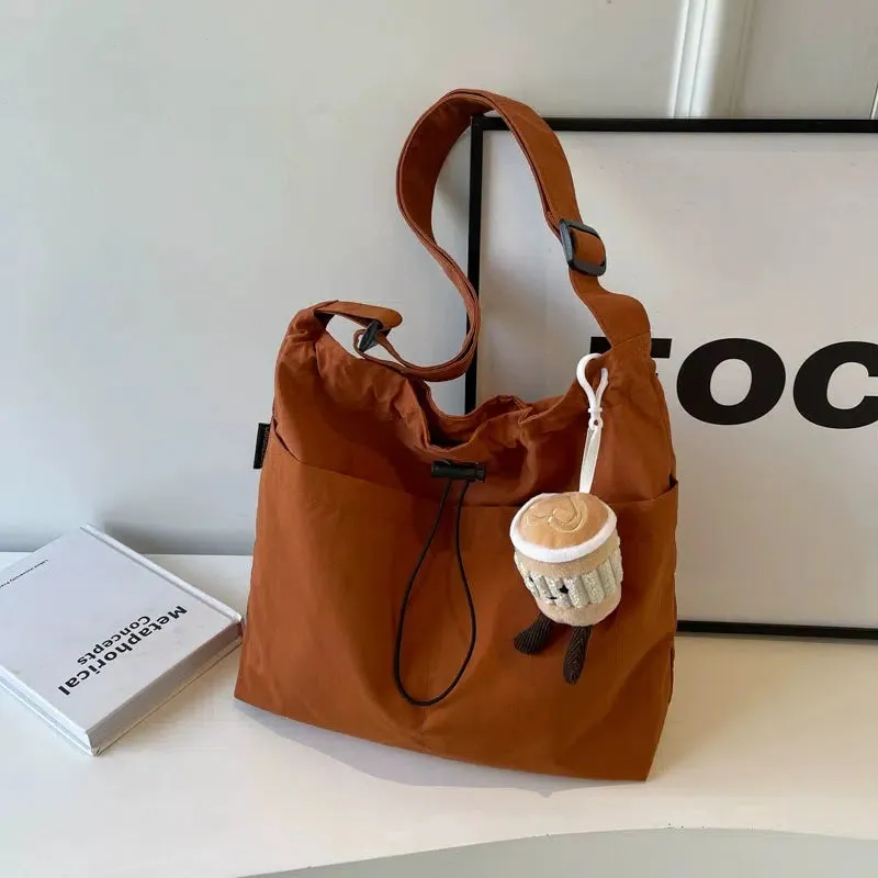 Drawstring Shoulder Tote Bag