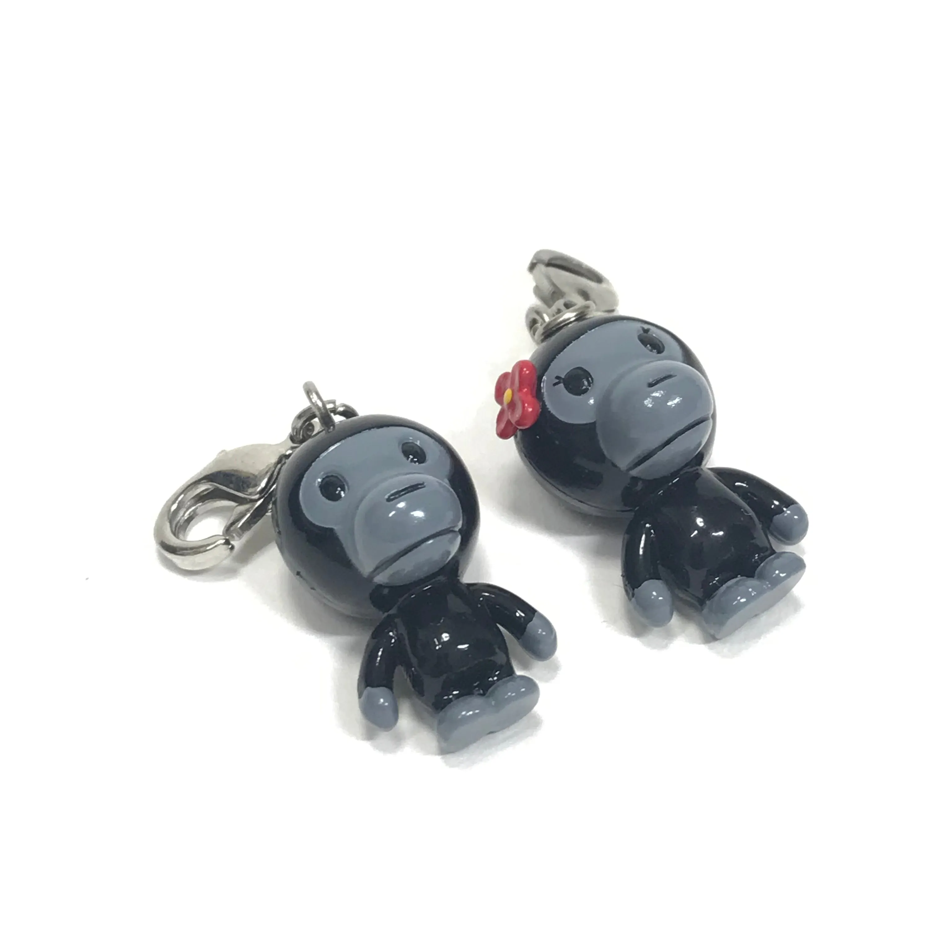 DS! A Bathing Ape Bape Baby Milo Vintage His/Hers Vinyl Keychain Set Black