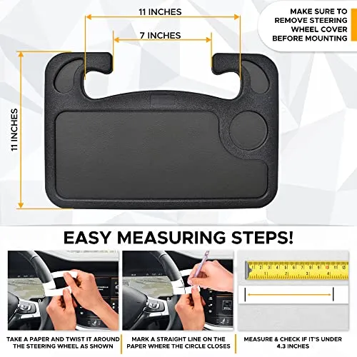 EcoNour 2 in 1 Car Steering Wheel Tray | Car Lap Desk for Convenient Working | Food Tray with Sturdy ABS Material | Interior Accessories for Truck Drivers | Lightweight Travel Desk with Easy Storage