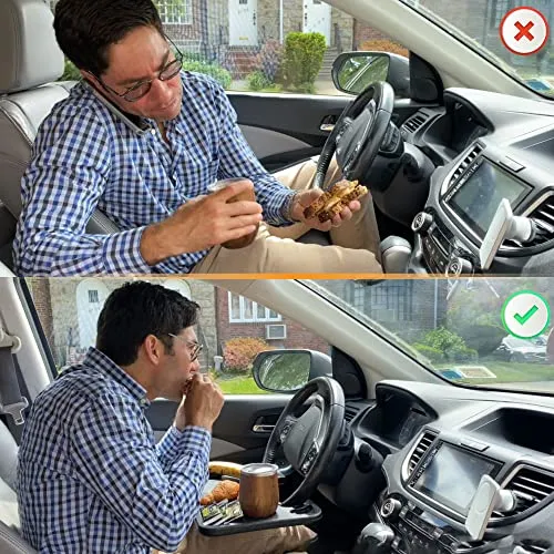 EcoNour 2 in 1 Car Steering Wheel Tray | Car Lap Desk for Convenient Working | Food Tray with Sturdy ABS Material | Interior Accessories for Truck Drivers | Lightweight Travel Desk with Easy Storage