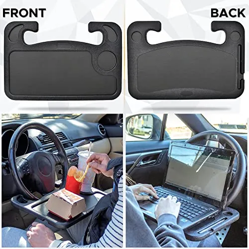 EcoNour 2 in 1 Car Steering Wheel Tray | Car Lap Desk for Convenient Working | Food Tray with Sturdy ABS Material | Interior Accessories for Truck Drivers | Lightweight Travel Desk with Easy Storage