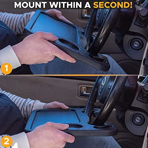 EcoNour 2 in 1 Car Steering Wheel Tray | Car Lap Desk for Convenient Working | Food Tray with Sturdy ABS Material | Interior Accessories for Truck Drivers | Lightweight Travel Desk with Easy Storage