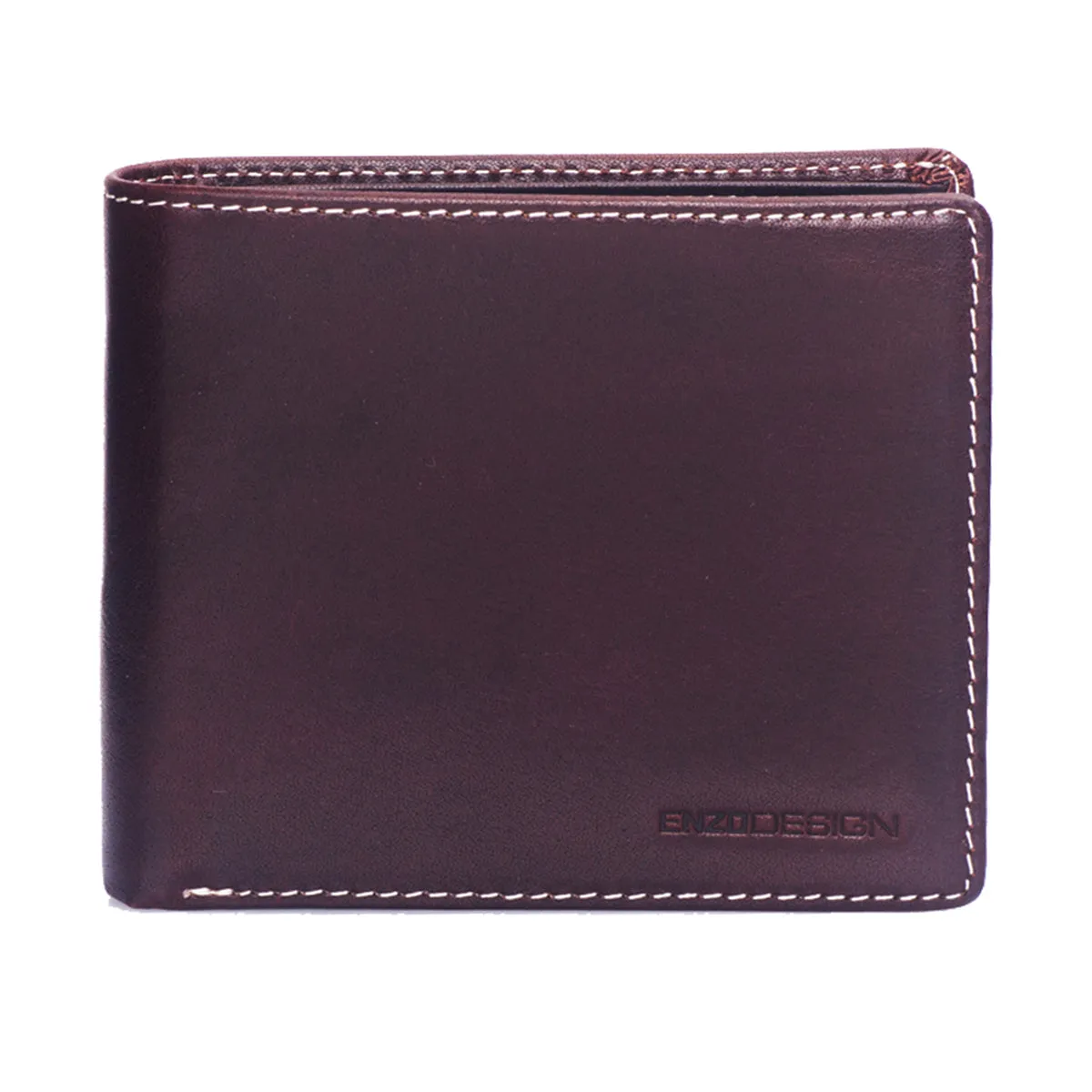 EnzoDesign Brown Leather Wallet w/ Coin Box