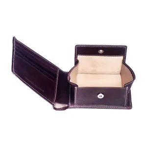 EnzoDesign Brown Leather Wallet w/ Coin Box