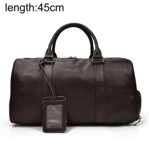 Fashion Genuine Leather Duffel Bag Big Cow Leather Men Women Business Travel Bag Black Large Shoulder Bags Weekend Luggage Bags